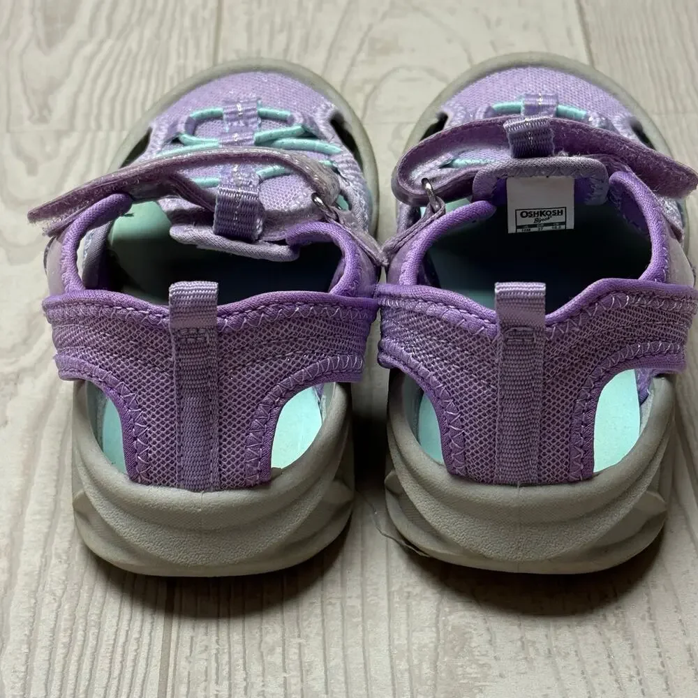 OshKosh B’gosh Girls Purple Teal Closed Toe Sport Sandals Shoes Size 10M